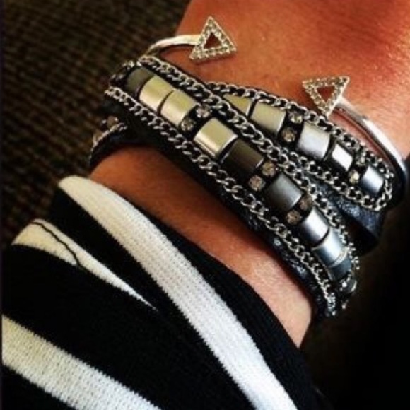 STELLA & DOT • Silver Gunmetal Cady Wrap Bracelet - Picture 4 of 6